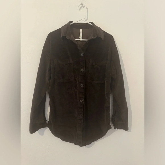 Aritzia The Group by Babaton Graydon Shirt Brown Corduroy Button Up Size S READ - Picture 1 of 11